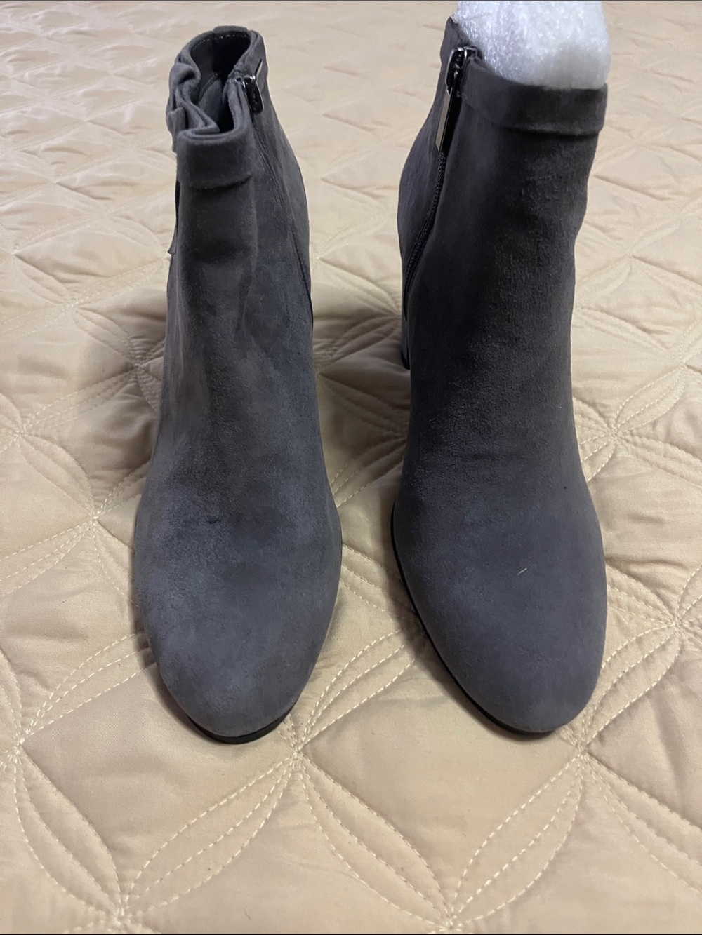 Bandolino Gray Suede Ankle Booties with Side Zip